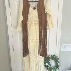 4-Piece Jenny from Forrest Gump Halloween Costume Hippie - M/L